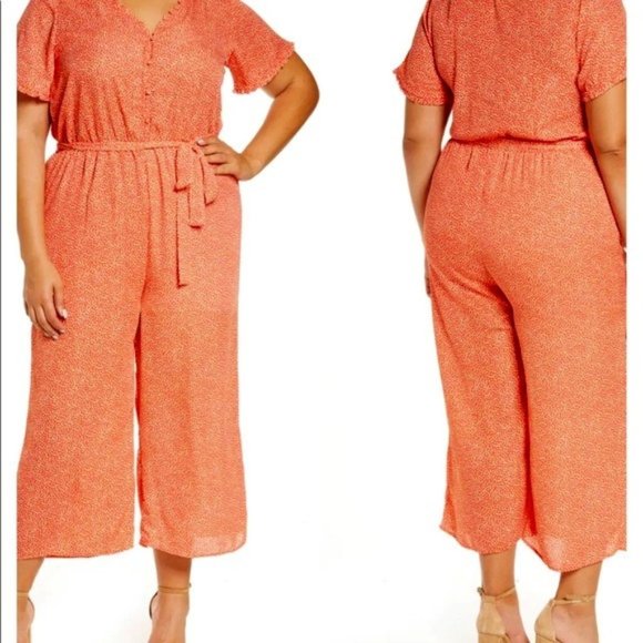 bobeau Pants - B Collection by Bobeau Orange Jumpsuit 2X